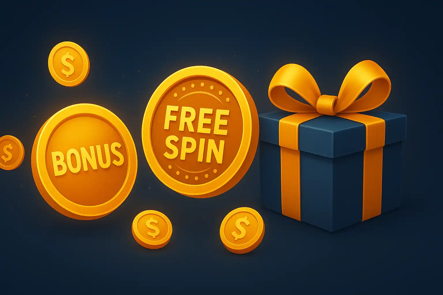 StakeMania bonus coins and free spin icons stacked over a slot reel
